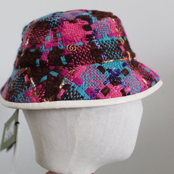 NWT GUCCI GG Elevation Tweed Spicy Multicolor Hat M 57 cm - Picture 2 of 9